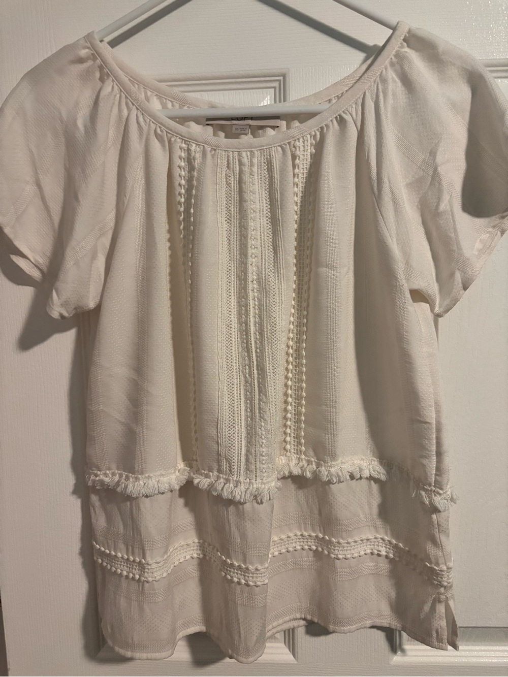 LOFT Cream Textured Peasant Tunic